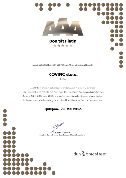 Bonität Platin: Kovinc 2026